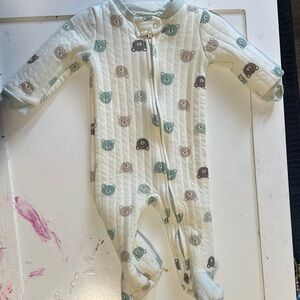 Cozy Bear Print Kids Footie Pajamas